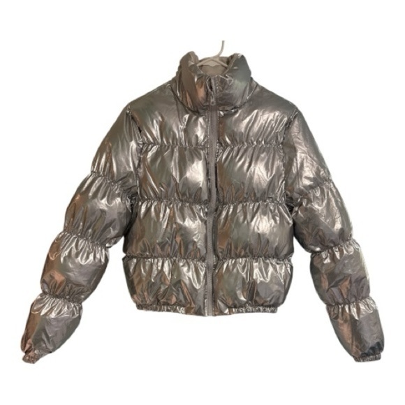 AtxyxtA Jackets & Blazers - Shimmering Silver Women's Puffer Jacket